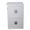 2-Tier Functional Wood Cat Washroom Litter Box Cover with Multiple Vents, a Round Entrance, Openable Door, White XH - White