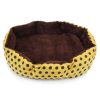 Pet Bed Warm Winter Bed Dog Cat Bed Soft Wool Point Design Pet Nest With Removable Mats Octagonal Shape Kennel Cat Dog Sofa Bed - Yellow - 53x43x10