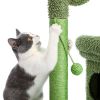 Fully Wrapped  2 In1 Cactus Cat Tree Condo With Dangling Ball  - Green - Pet Supplies