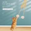 Pet cat toy self hi cat hair ball plush spring toy Jingle Bell Toys - Pink spring bell ball - routine
