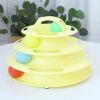 Qsezeny 4 Levels Pet Cat Toy Training Amusement Plate Kitten Tower Tracks Disc Cat Intelligence Amusement Triple Disc tumbler - yellow - Four-tier