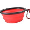 1000ml Large Collapsible Dog Pet Folding Silicone Bowl Outdoor Travel Portable Puppy Food Container Feeder Dish Bowl - Red - 350ml