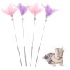 1Pc Cat Interactive Toy Stick Feather Wand with Small Bell Toys Plastic Artificial Colorful Cat Teaser Toy Supplies - blue