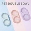 Double Cat Bowl Dog Bowl Pet Feeding Macarone Cat Water Food Bowl Anti-overturning Pet Bowls Feeder For Cats Dogs Pet Supplies - apricot