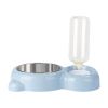 Pet Cat Bowl Stainless Steel Multifunctional Dog Cat Bowl With Water Bottle Drinking Water Feeding Bear Bowl gatos - Blue