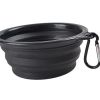 1000ml Large Collapsible Dog Pet Folding Silicone Bowl Outdoor Travel Portable Puppy Food Container Feeder Dish Bowl - Black - 1000ml