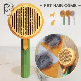 Cat Grooming Brush Pumpkin Comb For Dogs Cats Hair Remover Brush Pet Hair Shedding Self-Cleaning Comb Dog Grooming Tools (Color: LQ10018P)