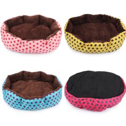 Pet Bed Warm Winter Bed Dog Cat Bed Soft Wool Point Design Pet Nest With Removable Mats Octagonal Shape Kennel Cat Dog Sofa Bed (Color: Yellow, size: 53x43x10)