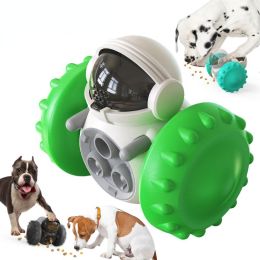 Pet supplies New pet cat balance car food leakage device Dog toy feeder (Color: Lake blue)