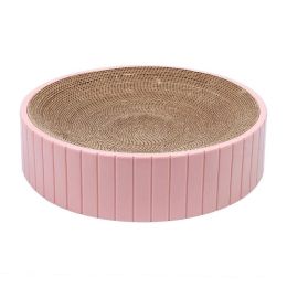 Compass cat scratch board corrugated scratch-resistant cat nest replacement combination pet cat toys spot cat scratch basin (Color: Pink (including cardboard), size: Small size 30 * 30 * 7)