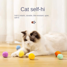 Cat bite resistant mute ball elastic plush mute ball double color plush self hi ball toy (Color: one color, size: 12 in a box 4.5CM colorful balls)