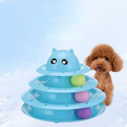 Pet cat turntable toy cat detachable interactive game puzzle track plate tease cat three layer cat turntable (Color: Pink, size: 23*18cm 400g)