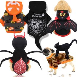 Halloween pet cloth Christmas uniforms, funny pets, dogs, cats, clothes, autumn and winter pumpkins, costume, two feet (Color: Spider 4 feet, size: XS)