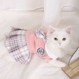 JK Dress Pet Teddy Kokifa Doubi Bear Schnauzer Spring and Autumn Dress Puppy Comfortable Pet Princess Dress (Color: JK cat dress (pink), size: XS)