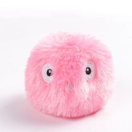 Cat Fluffy Toys Interactive Ball Catnip Cat Training Toy; Pet Playing Ball Squeaky Torch Sound Toy (Color: Pink)