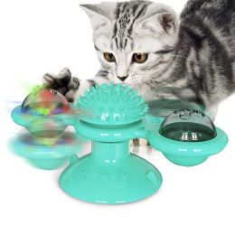 New Stylish Cat Toys For Kitten  Design Windmill And Fish (Color: Green, Material: Other)