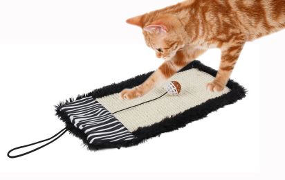 Pet Life Paw-Pleasant Eco-Natural Sisal And Jute Hanging Carpet Kitty Cat Scratcher With Toy (Option: Color Brown / Yellow)