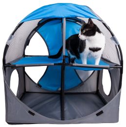 Pet Life Kitty-Play Obstacle Travel Collapsible Soft Folding Pet Cat House (Option: Color Blue, Grey)